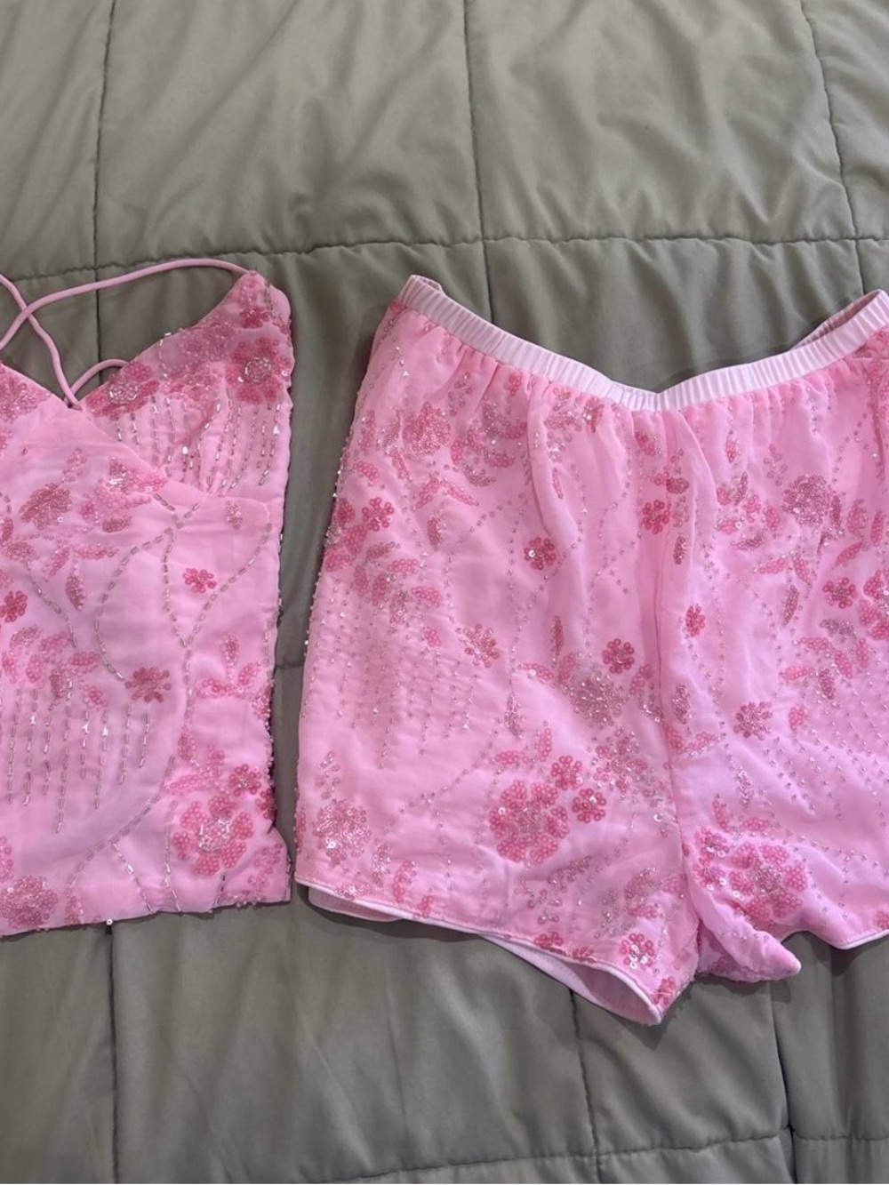 Pink embellished matching set
